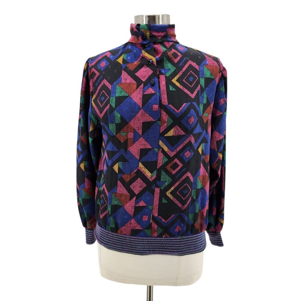 Vintage Russ Petites Womens 8P Top Blouse Multicolor Retro Collared Party